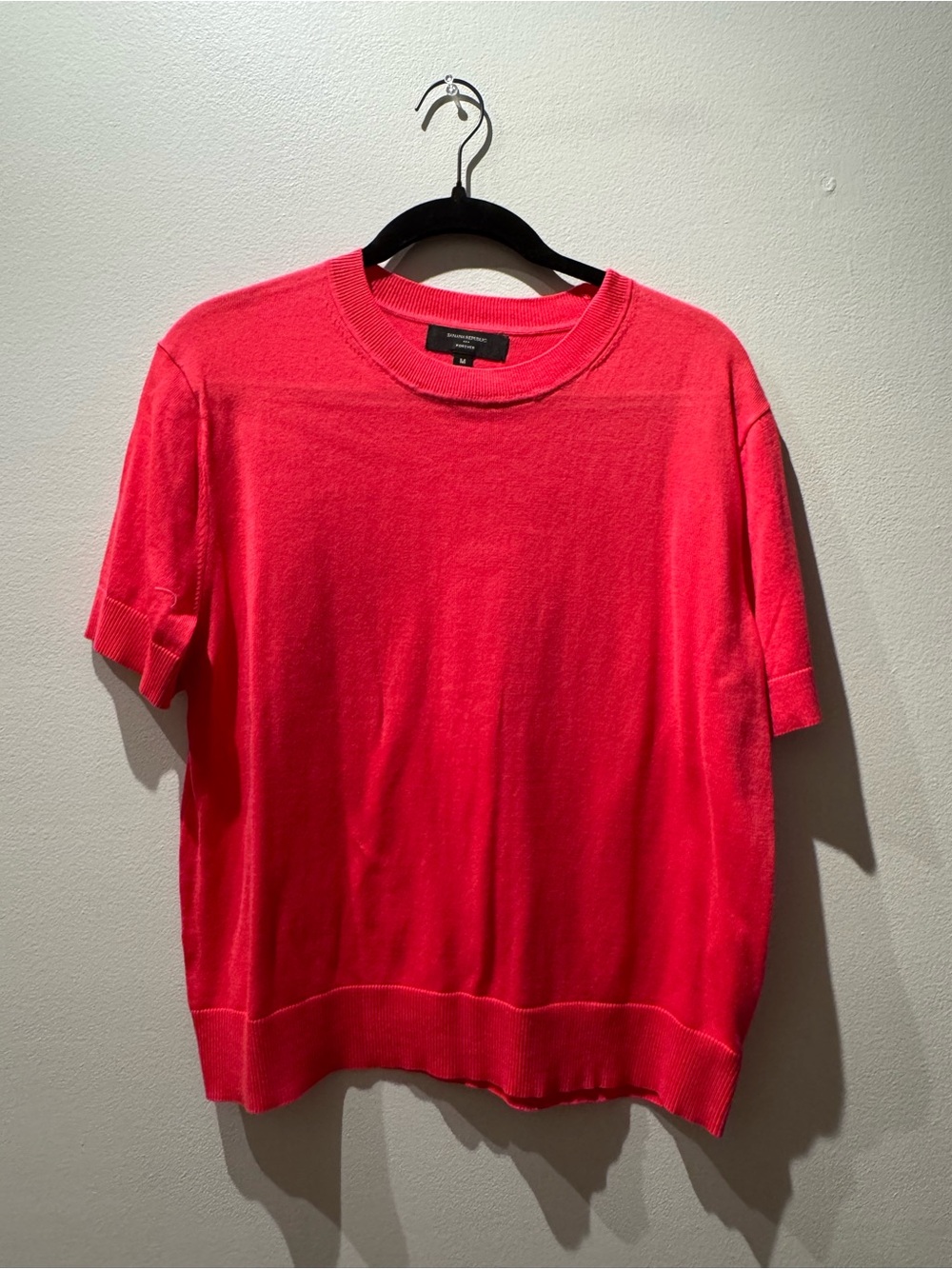 Banana Republic Bright Pink Short Sleeve Knit Sweater - Size M
